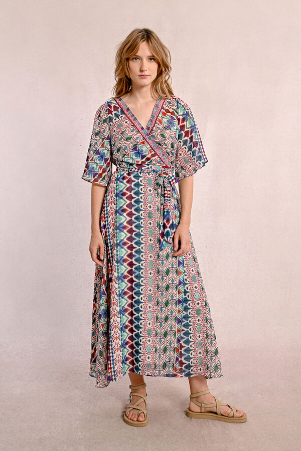 Molly Bracken Vestido comprido com estampado e laçada Multicolorido
