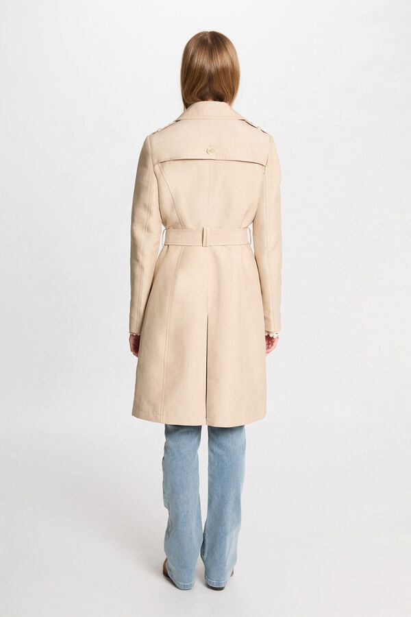 Morgan Gabardina larga con cintur&oacute;n Beige