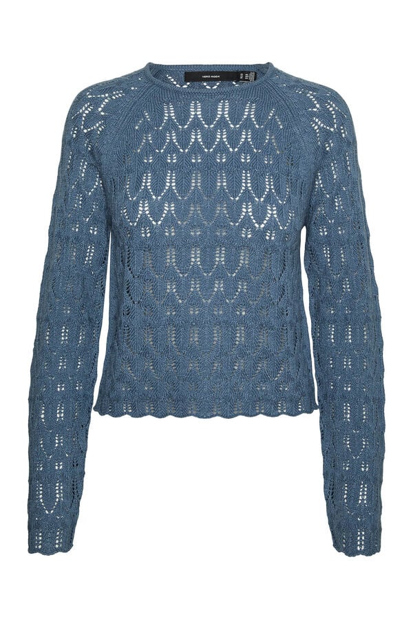 Vero Moda Camiseta de punto calado manga larga Azul marino