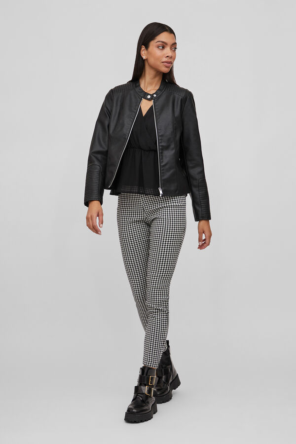 Vila Chaqueta biker polipiel Negro