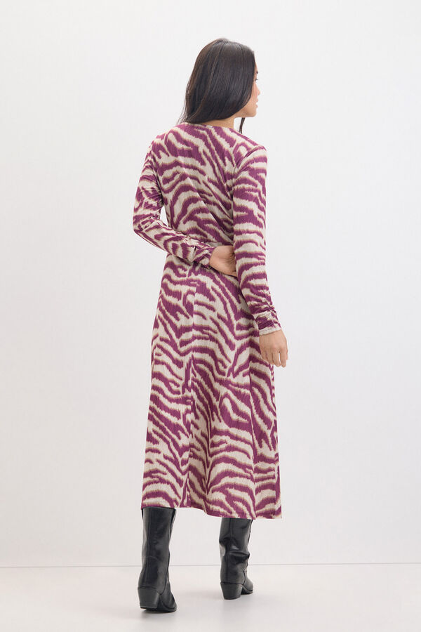 Cortefiel Vestido estampado manga morcego Multicolorido