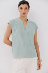 Cortefiel Camiseta de malha perfurada Verde