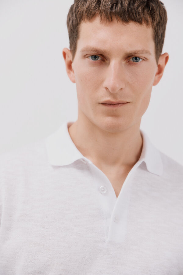 Cortefiel Suéter polo de algodão manga manga curta Branco