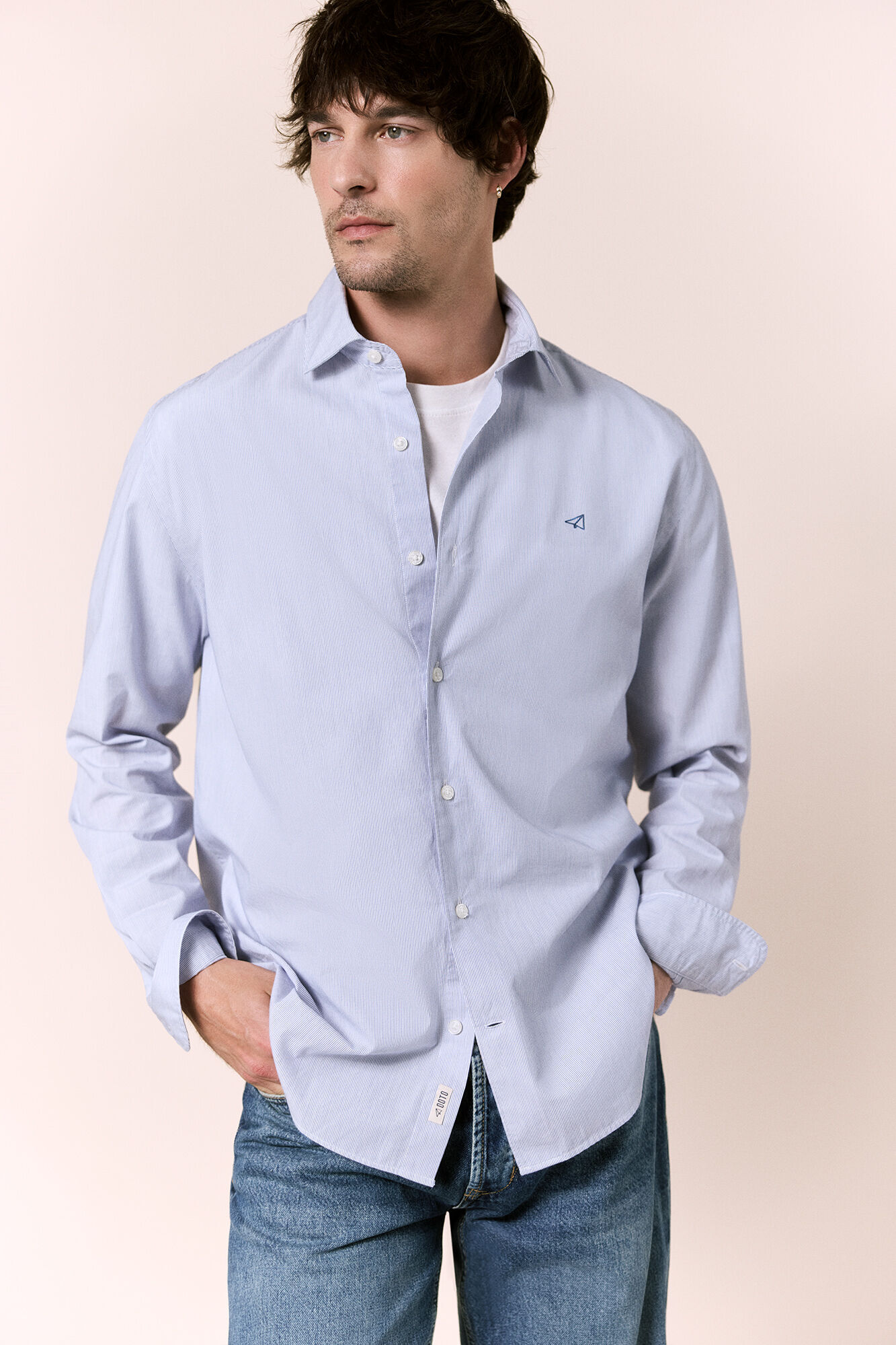 OOTO Camisa rayas popel&iacute;n manga larga