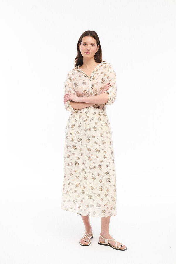 Vila Saia midi estampada com viscose Cinzento