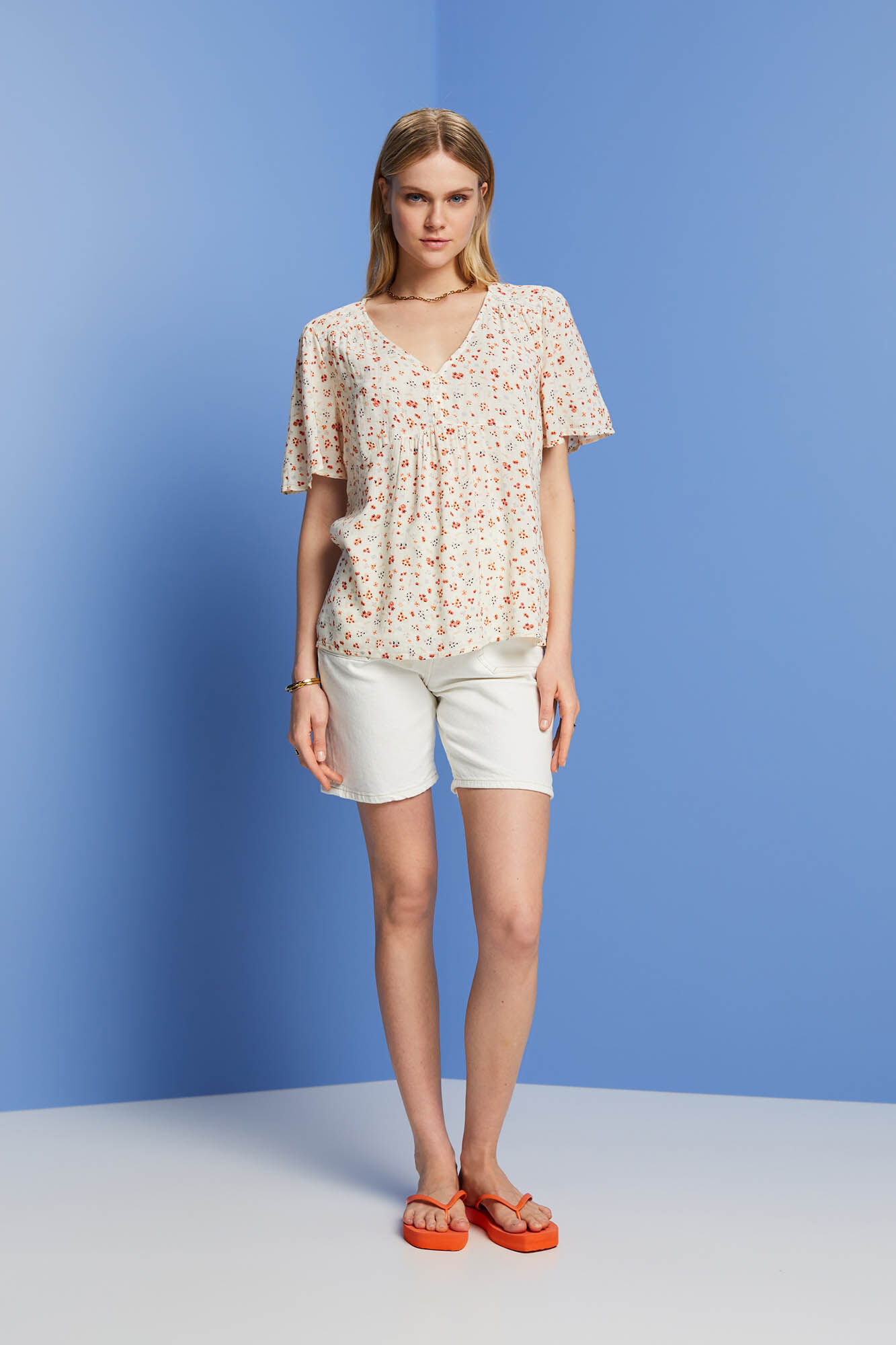 Esprit Blusa estampado floral con algod&oacute;n