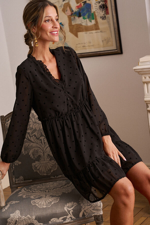 Pol&iacute;n Et Moi Vestido curto Alex Preto