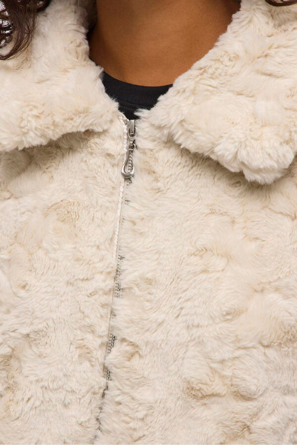 Vila Casaco de pele sobretudo com fecho-&eacute;clair Tostado