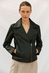 Cortefiel Blusão de pele biker Preto