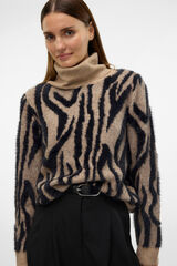 Vero Moda Jersey de cuello vuelto Marr&oacute;n