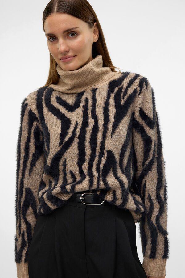 Vero Moda Jersey de cuello vuelto Marr&oacute;n