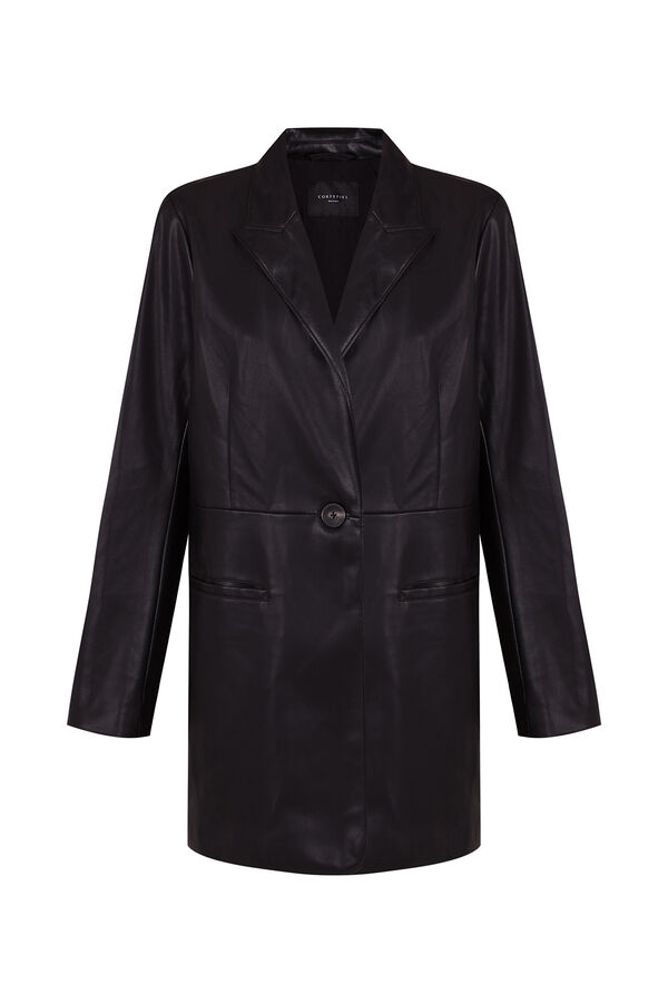 Cortefiel Blazer efecto piel Negro
