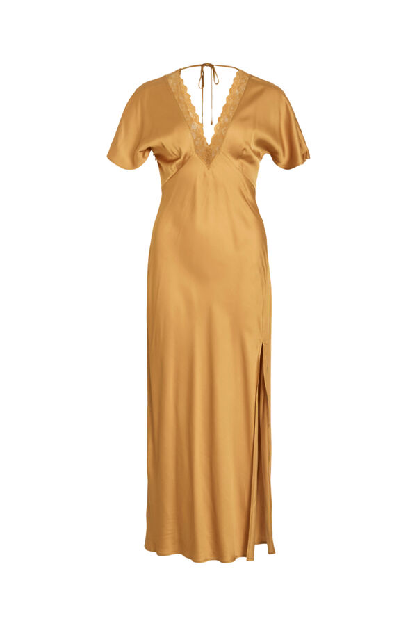 Vila Vestido de fiesta satinado con encaje Dorado