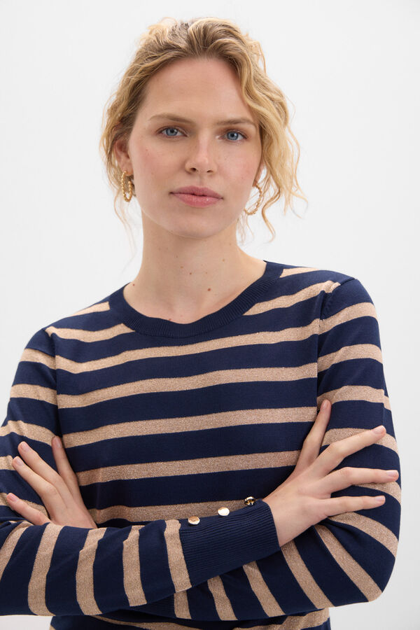 Cortefiel Jersey rayas metalizadas Azul marino