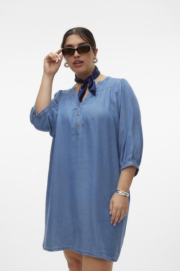 Vero Moda Curve T&uacute;nica de manga 3/4 (tamanho grande)  Azul