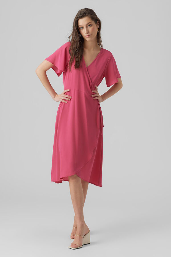 Vero Moda Vestido midi cruzado Rosa
