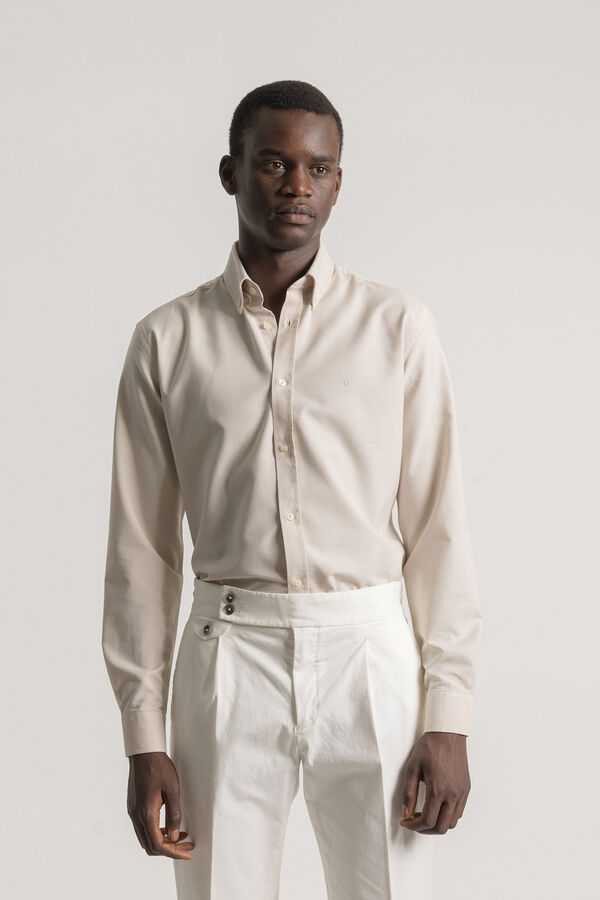 PuroEGO Camisa oxford slim fit Beige