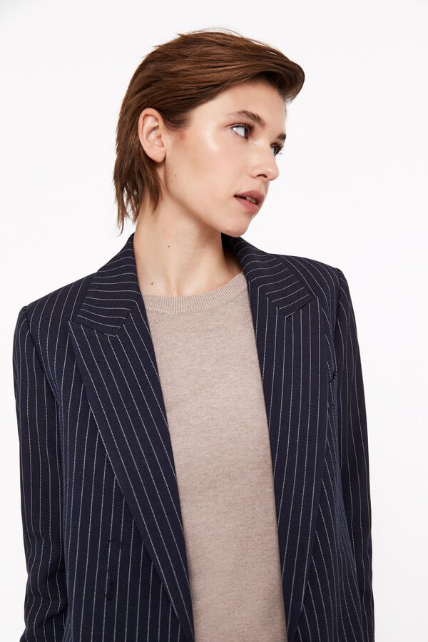 Cortefiel Blazer tejido raya diplom&aacute;tica Estampado azul