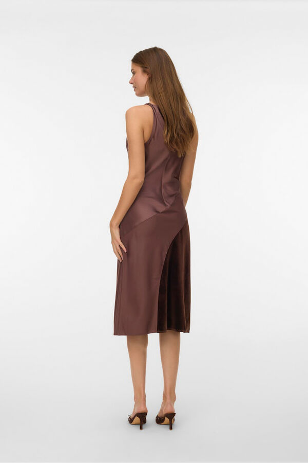 Vero Moda Vestido midi sin mangas Marr&oacute;n