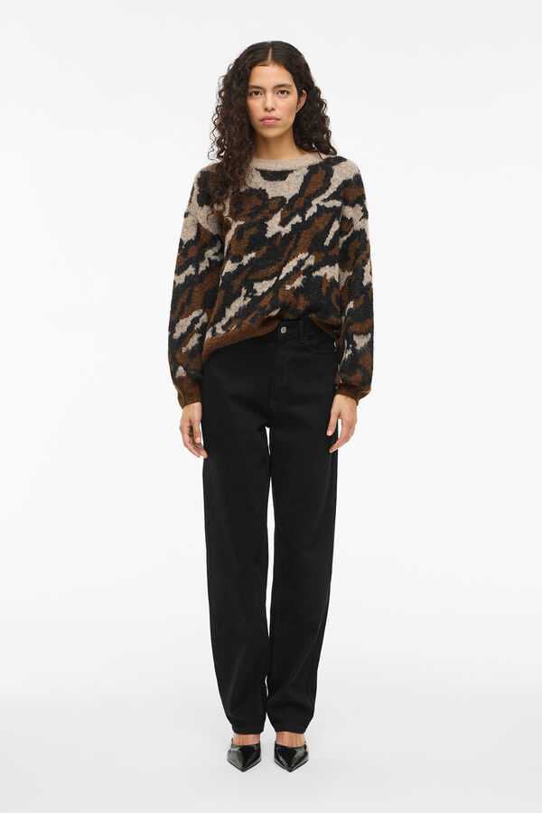 Vila Jersey de punto jacquard con lana Marr&oacute;n