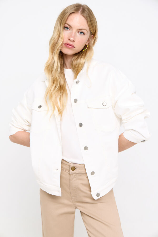 Cortefiel cazadora vaquera blanca Marfil