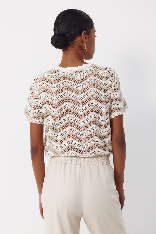 Cortefiel Crochet superior em zigue-zague Ecru