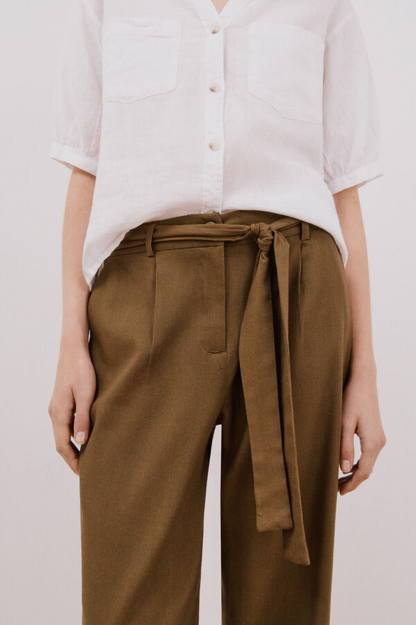 Cortefiel Pantal&oacute;n lino Kaki