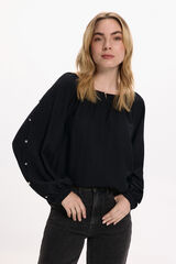 Vila Blusa con mangas abotonadas Negro