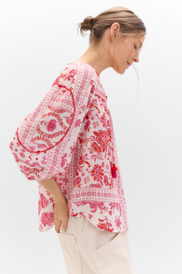 Cortefiel Blusa bordado a contraste Multicolor