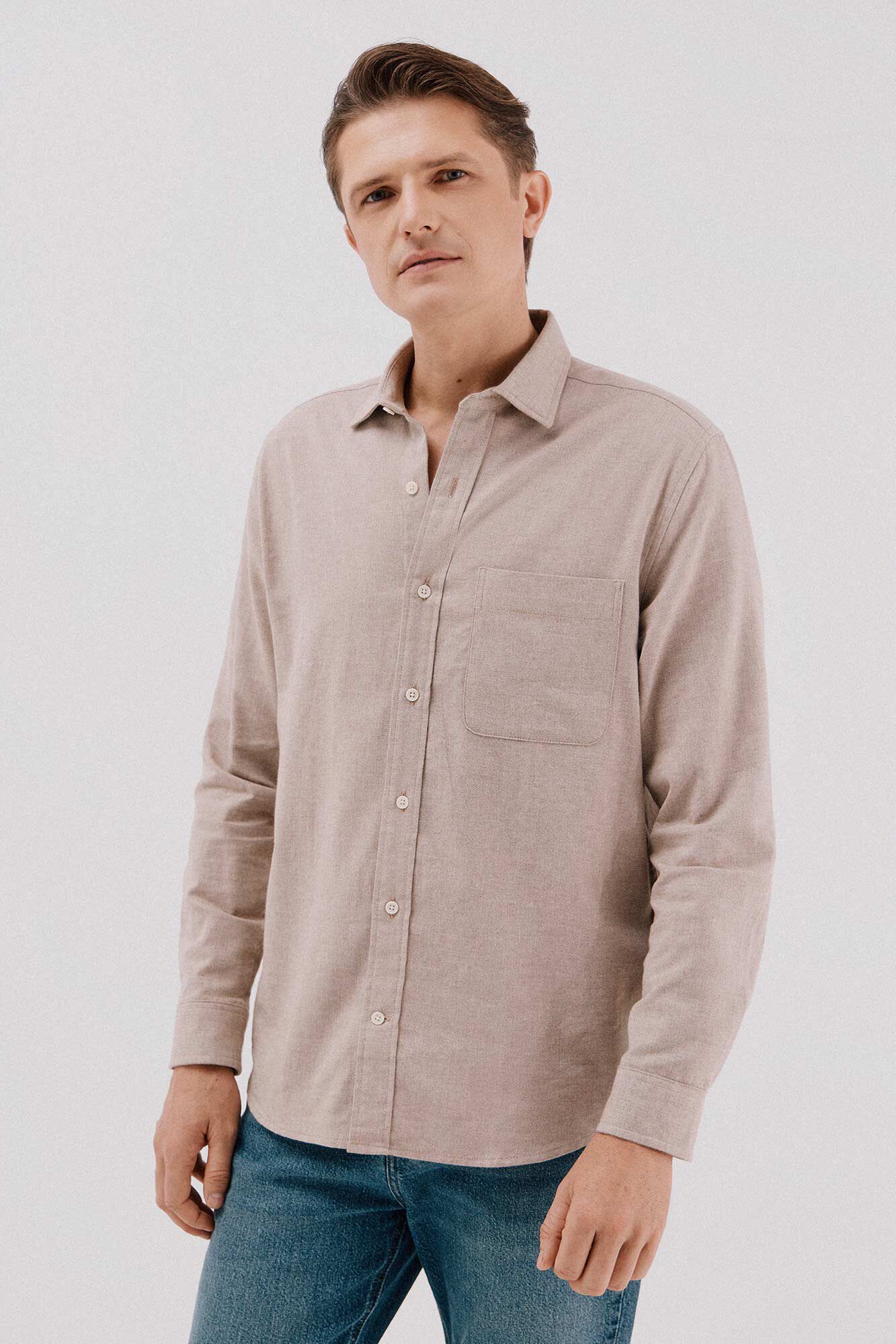 Cortefiel Camisa franela espiga