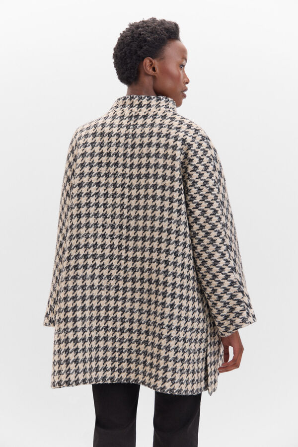 Cortefiel Abrigo desestructurado de pata de gallo Estampado blanco