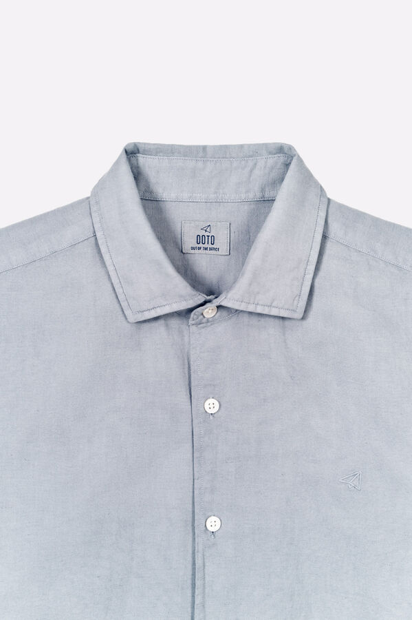 OOTO Camisa algodón lino manga larga Azul
