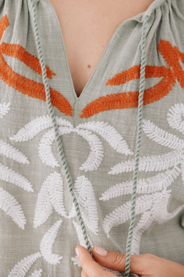 Cortefiel Cafet&atilde; comprido bordado Verde