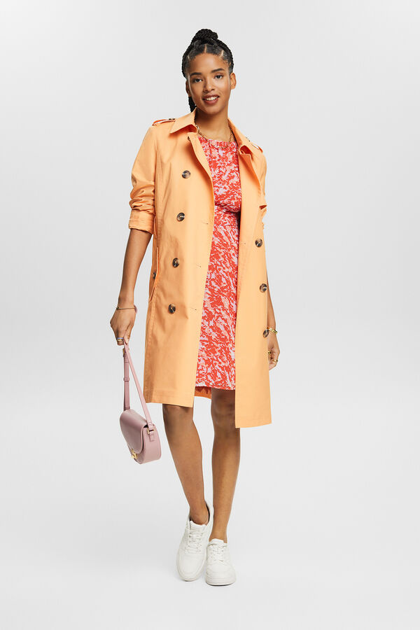 Esprit Vestido midi plisado sin mangas estampado abstracto Estampado naranja