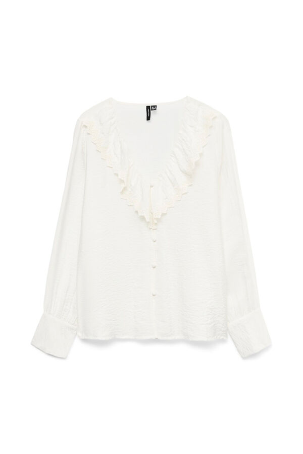 Vero Moda Camisa de cuello volante Blanco