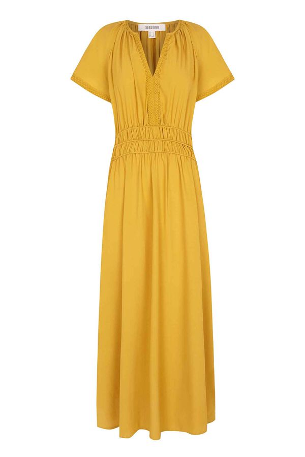 Slowlove Vestido cinturilla fruncida Amarillo