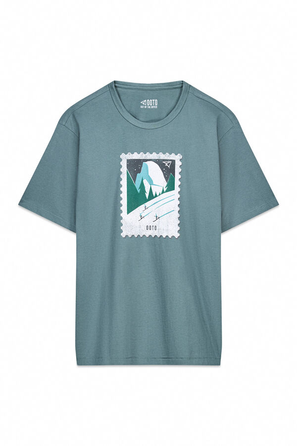 OOTO Camiseta gr&aacute;fica lavada Turquesa