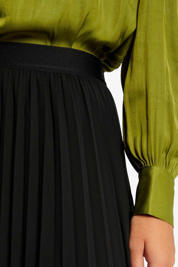 Morgan Falda larga acampanada plisada Negro