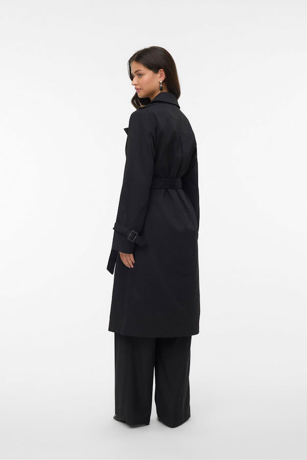 Vero Moda Gabardina longo com cinto  Preto