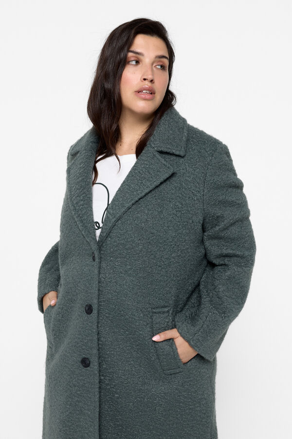 Vero Moda Curve Abrigo efecto astracan talla grande Verde oscuro