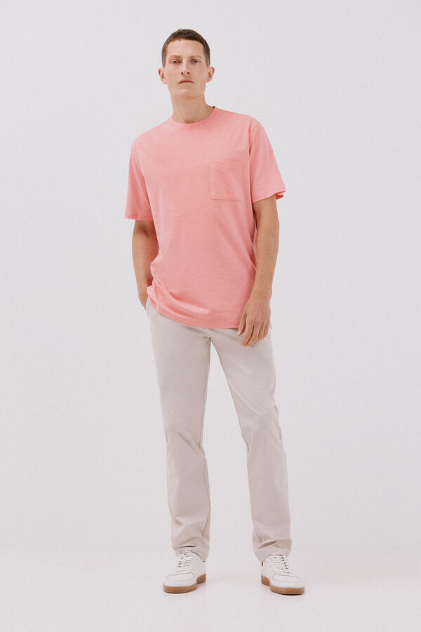 Cortefiel Camiseta lisa slub Coral