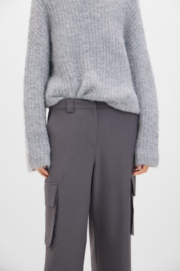 Cortefiel Calça alfaiate cargo Cinzento