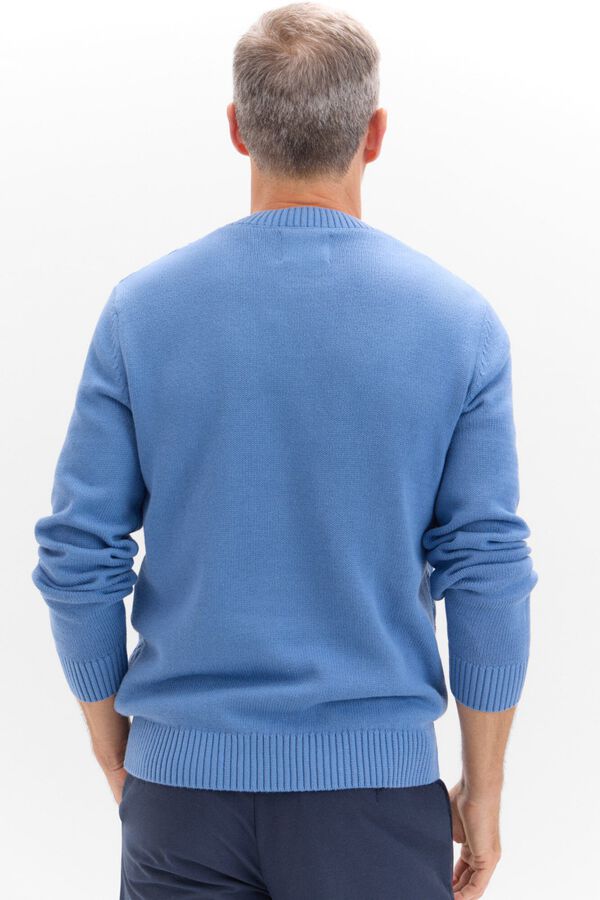 Cortefiel Jersey algod&oacute;n cables cuello redondo Azul