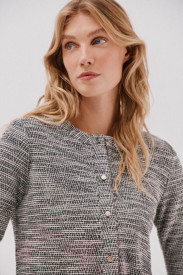 Cortefiel C&aacute;rdigan tweed Estampado blanco