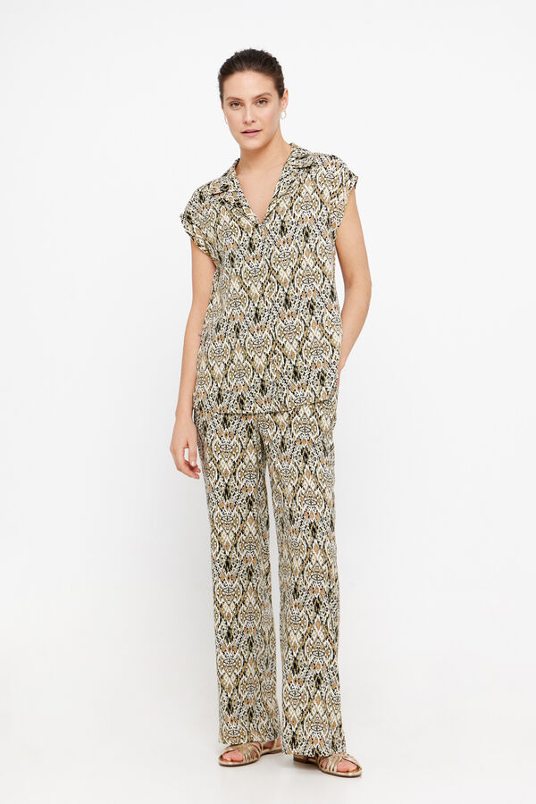 Cortefiel Camisa fluida estampada Impress&atilde;o