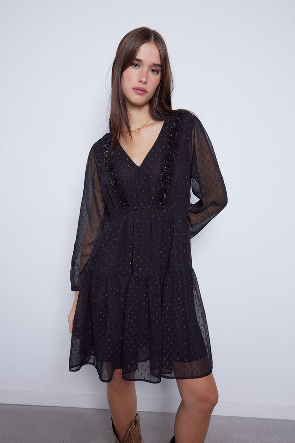 Slowlove Vestido corto negro Negro