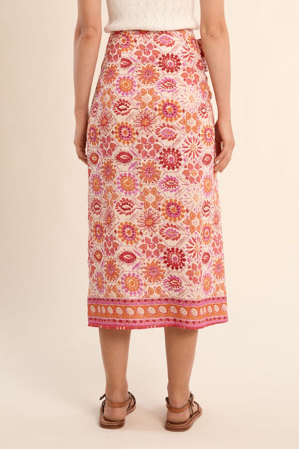 Molly Bracken Falda larga con estampado y lazada Coral