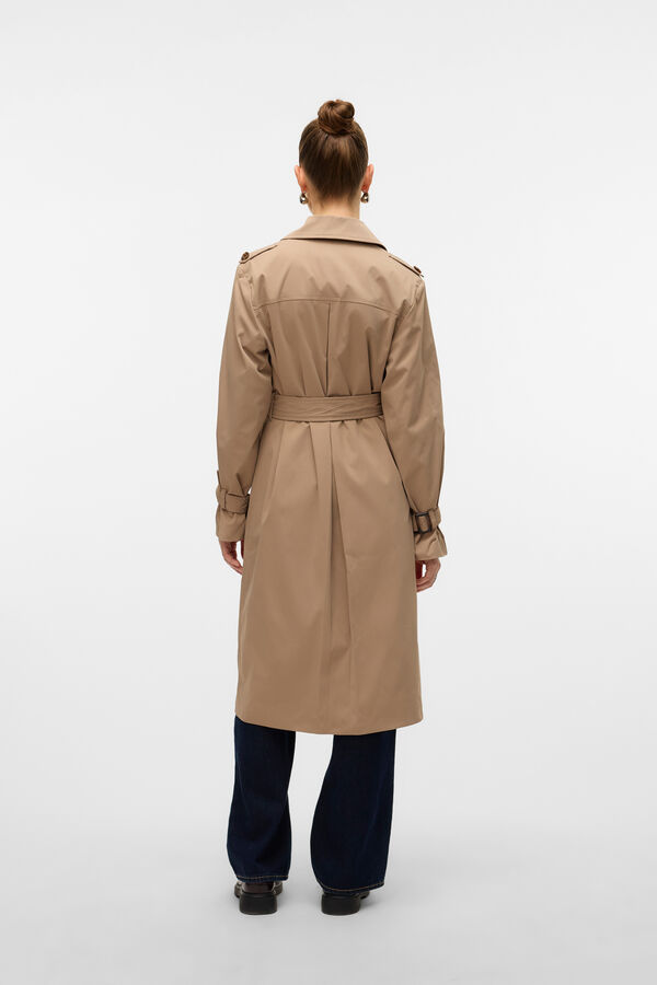 Vero Moda Gabardina longo com cinto  Castanho