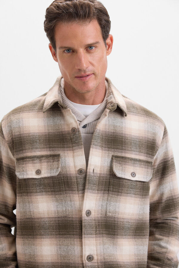 Cortefiel Sobrecamisa acolchoada xadrez Verde