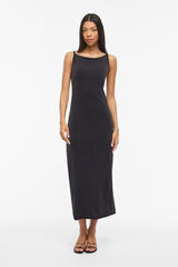 Vila Vestido midi com gola barco em modal Preto